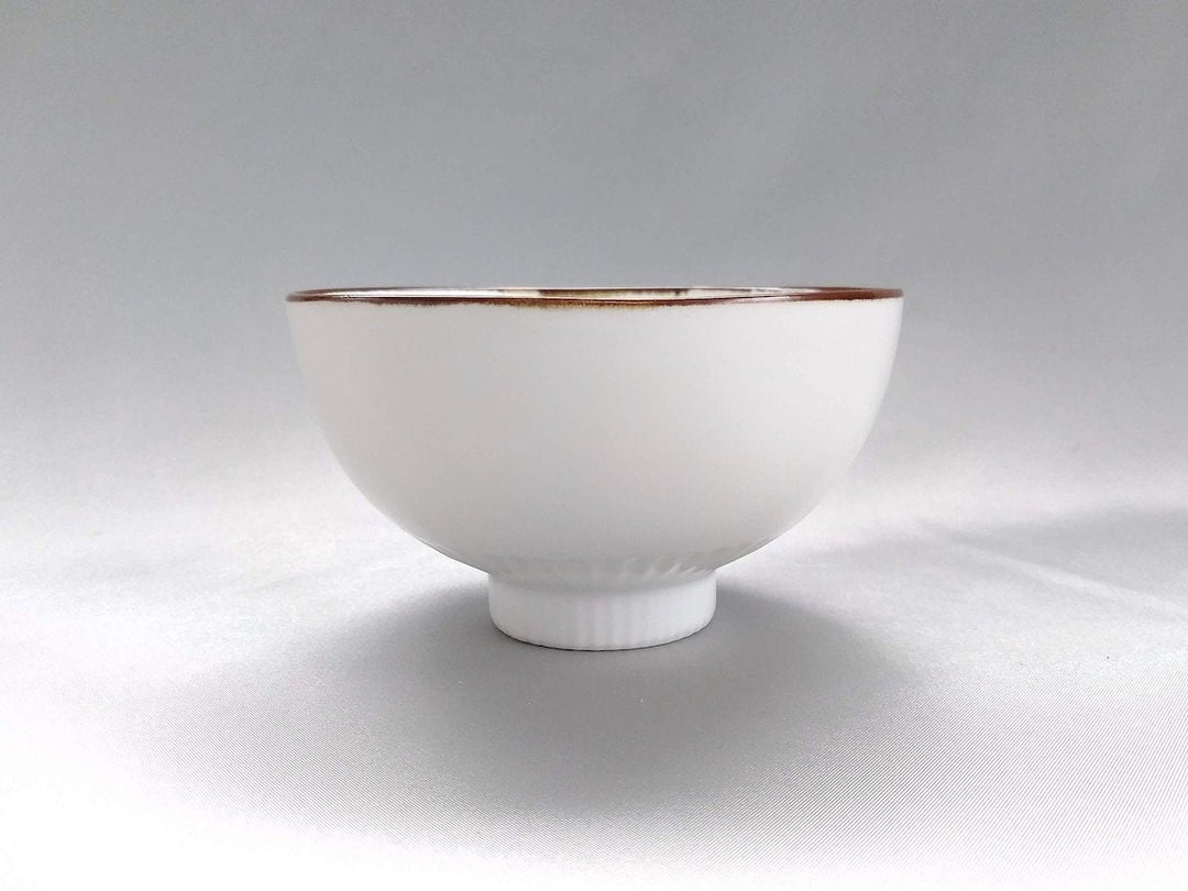 Ridged Rice Bowl Kobuchi rust White mat - Crafted By Koyo Kiln