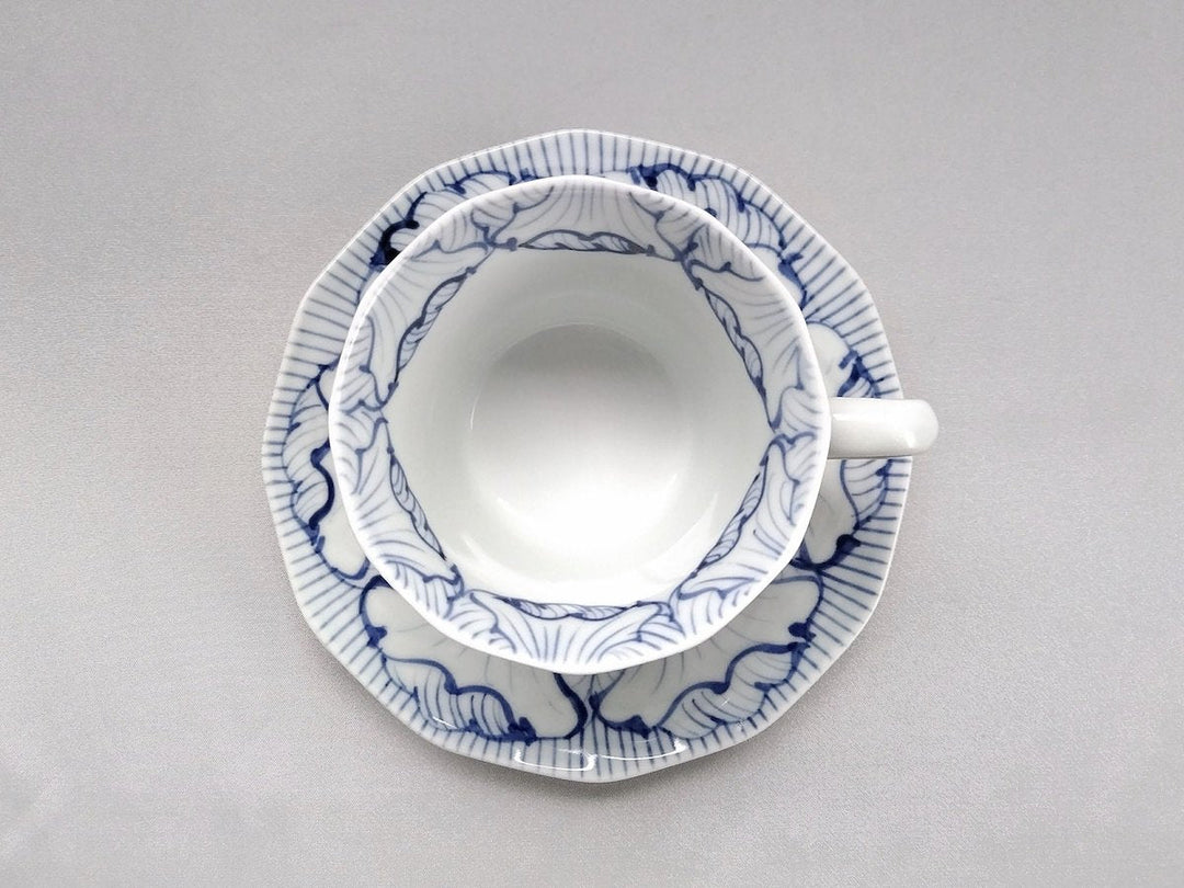 Underglazed Flower petal Pattern Faceted Coffee C&S — Hand-Painted Japanese Pottery by Souta Kiln