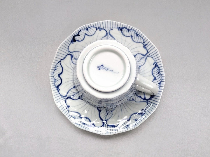 Underglazed Flower petal Pattern Faceted Coffee C&S — Hand-Painted Japanese Pottery by Souta Kiln