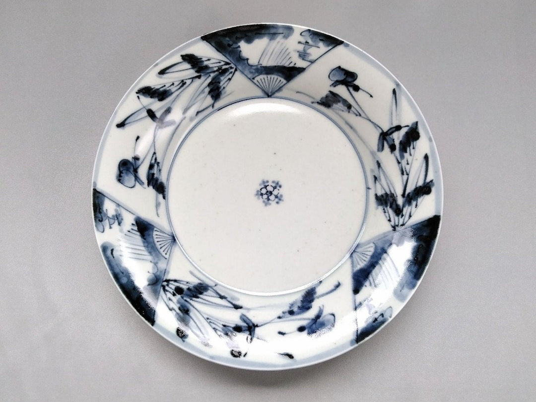 Old Underglazed fan grass Pattern 7-Sun Plate - Crafted By Pottery Ao