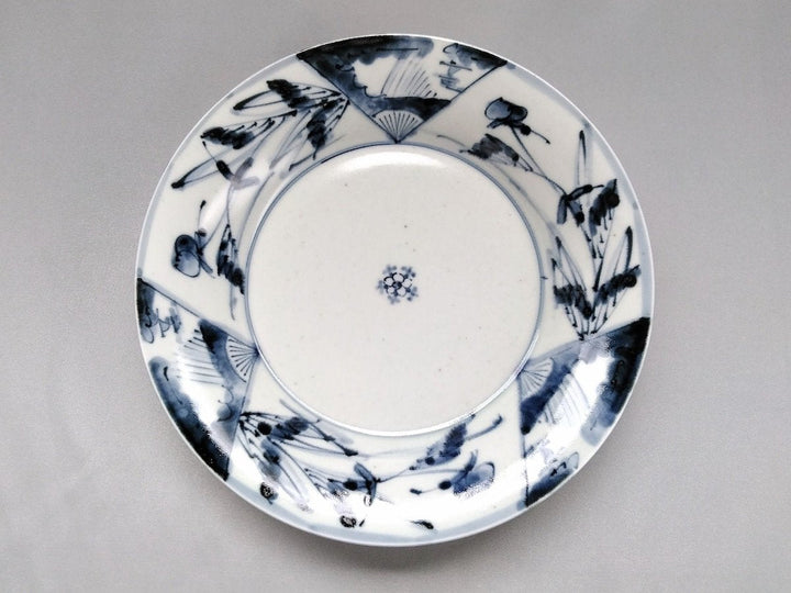 Old Underglazed fan grass Pattern 7-Sun Plate - Crafted By Pottery Ao