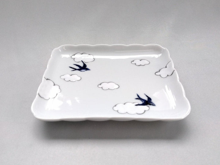 Cloud swallow Long Square Plate - Crafted By Tokushichi Kiln