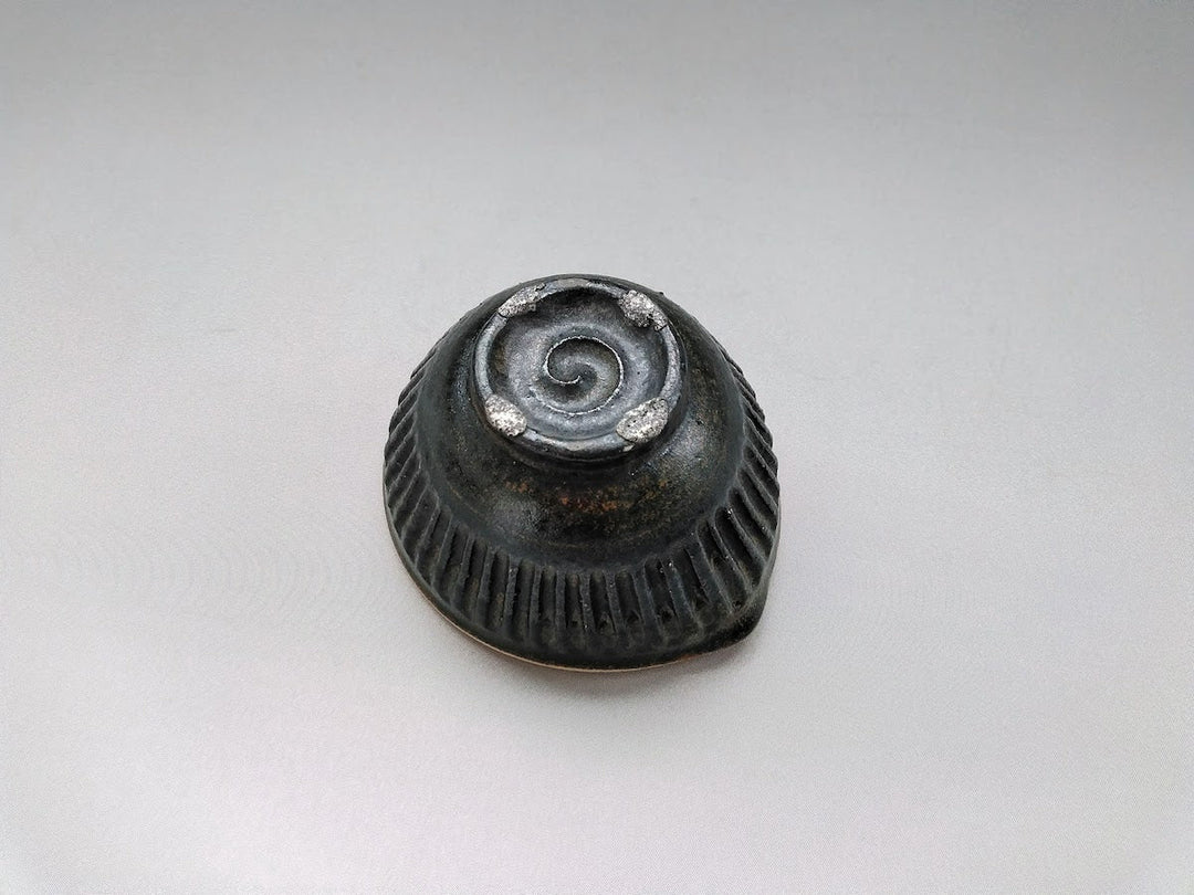 Iron Black Ridged Katakuchi Small Bowl - Crafted By Junichi Mashiko