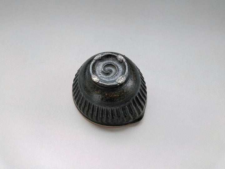 Iron Black Ridged Katakuchi Small Bowl - Crafted By Junichi Mashiko
