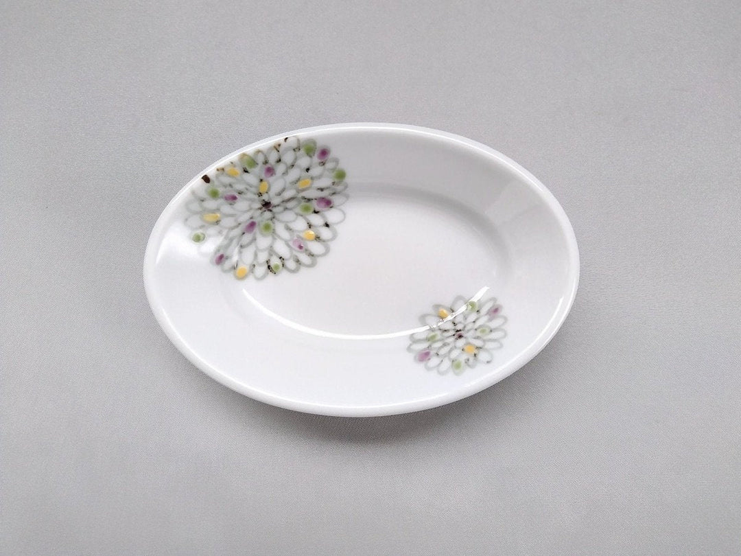 Colored Chrysanthemum Oval Bowl Small - Crafted By Tokushichi Kiln