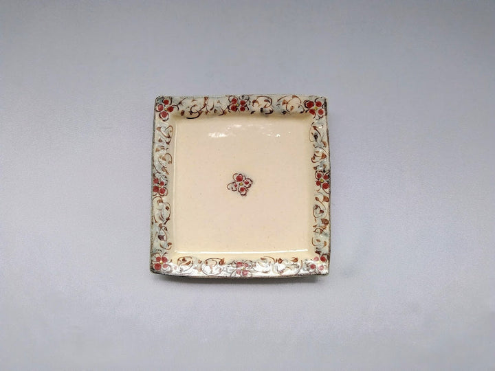 Annam Red Arabesque 5-Sun Square Plate - Crafted By Masaaki Hibino