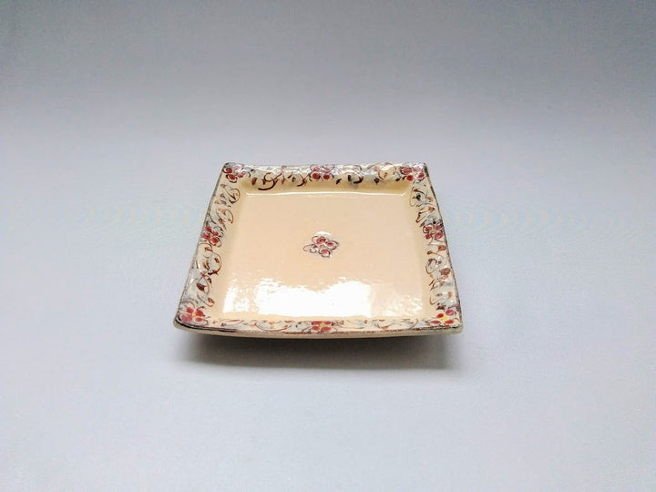Annam Red Arabesque 5-Sun Square Plate - Crafted By Masaaki Hibino