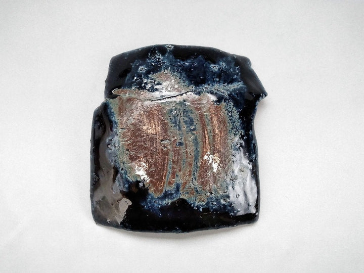 Square Small Plate with Blue Glazed and Round Pattern - Crafted By Kazuhito Yamamoto