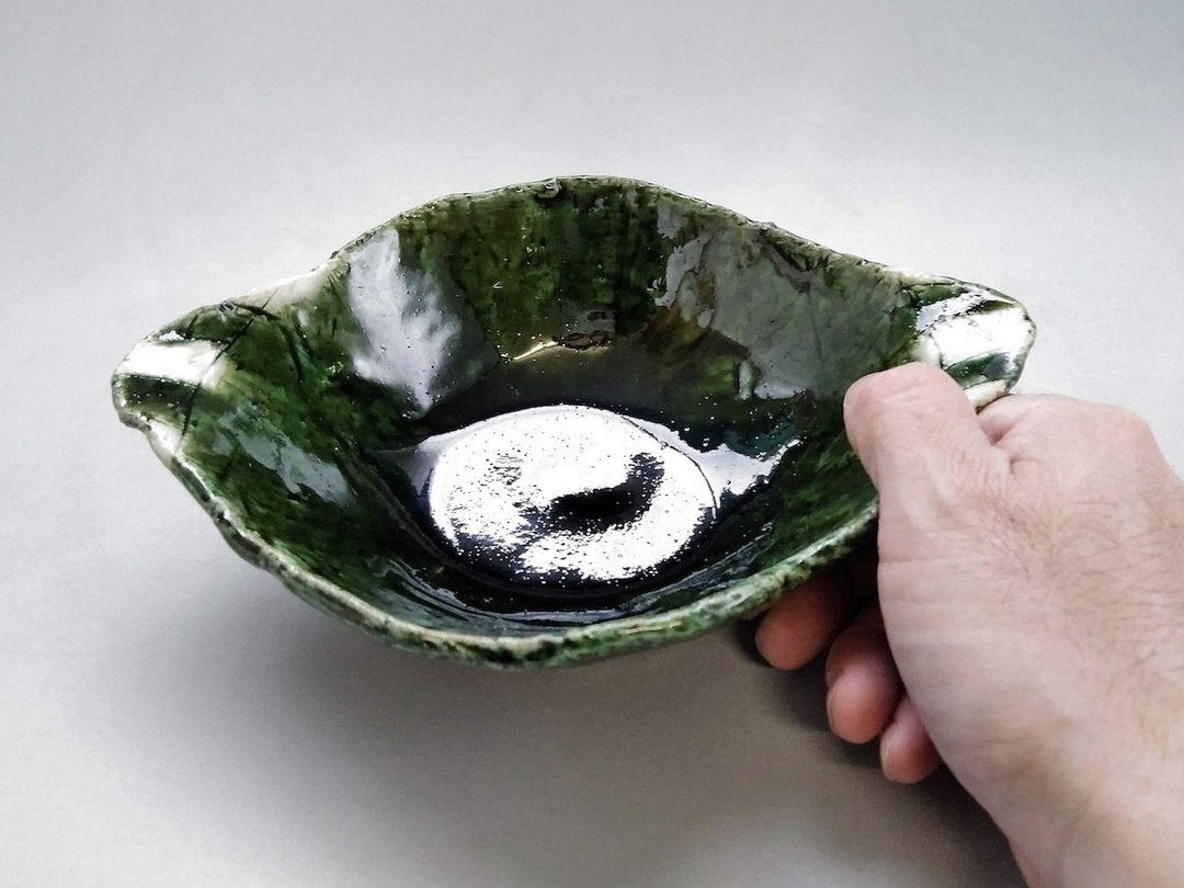 Oribe double-eaRed Striped Round Bowl - Crafted By Kazuhito Yamamoto