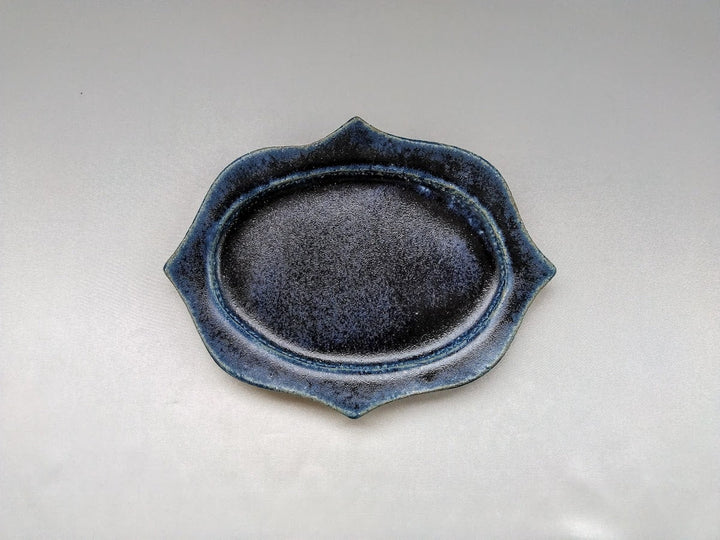 Deep Blue Glazed Carved Oval Plate Small - Crafted By Kazuhito Yamamoto