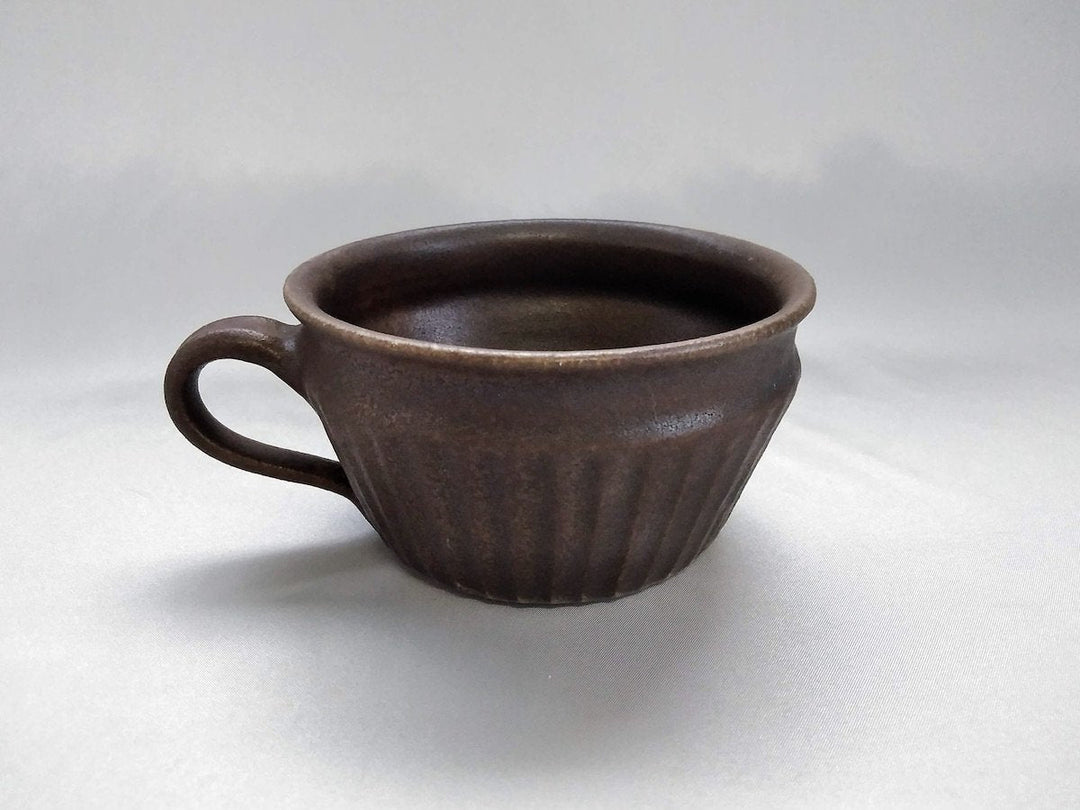 Rust Glaze Line-Carved Soup Cup Straight - Crafted By Furutani Pottery