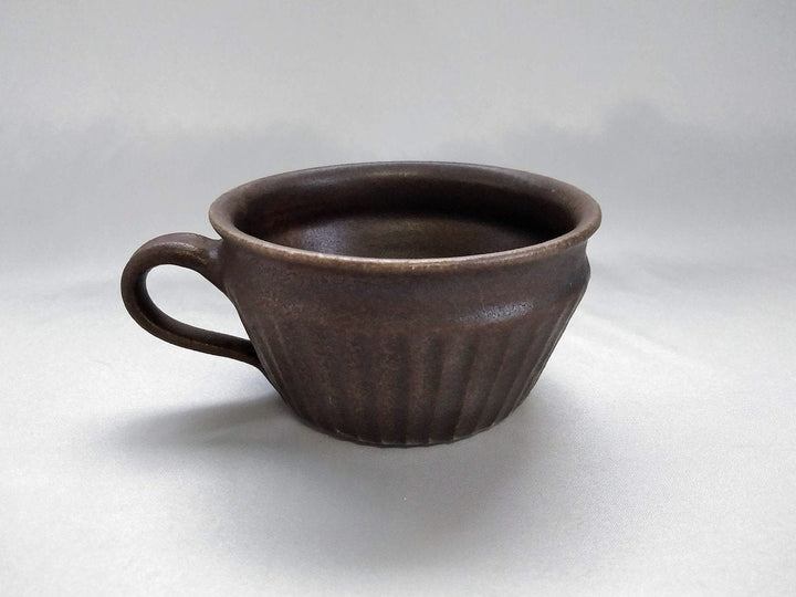 Rust Glaze Line-Carved Soup Cup Straight - Crafted By Furutani Pottery