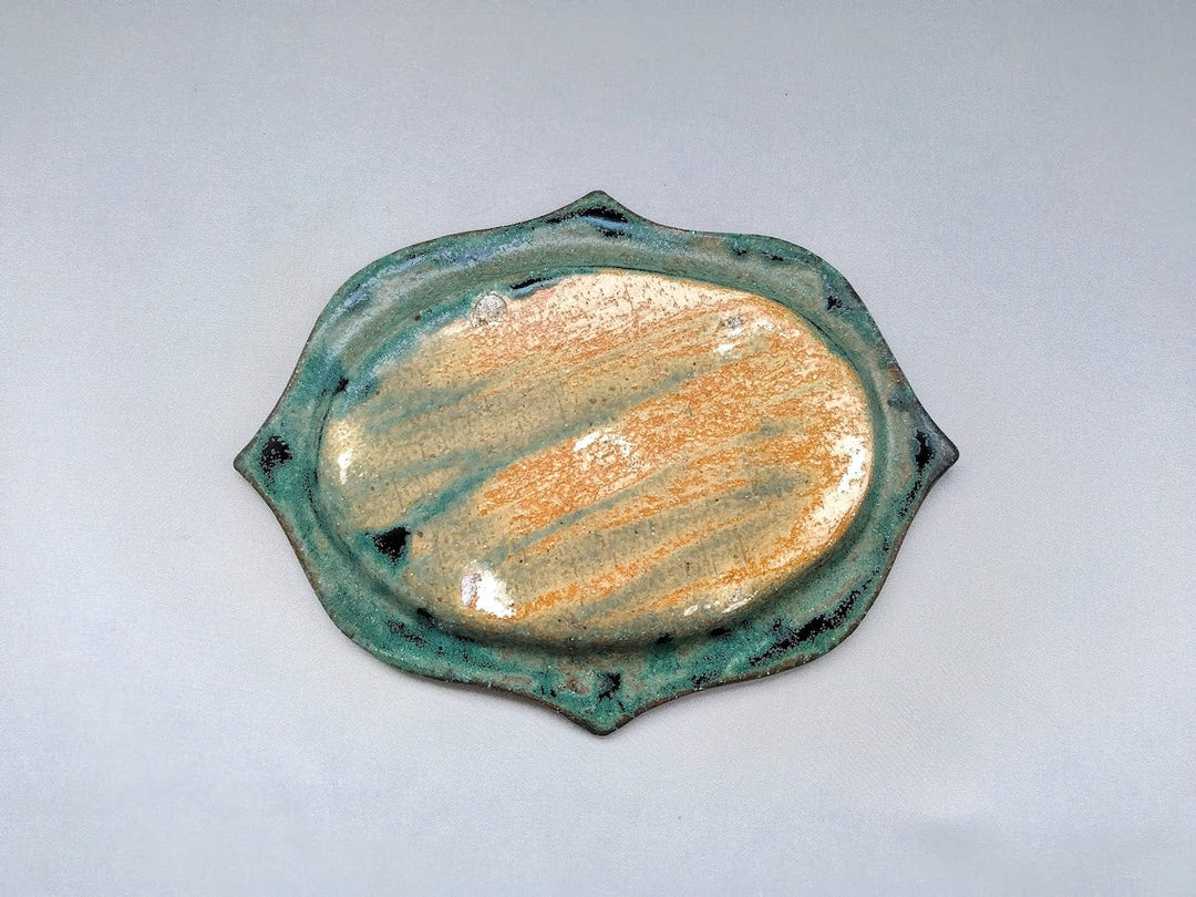 Matte Oribe Carved Oval Plate Small - Crafted By Kazuhito Yamamoto