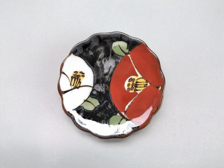 Red pea Plate Camellia - Crafted By Soramoe Pottery