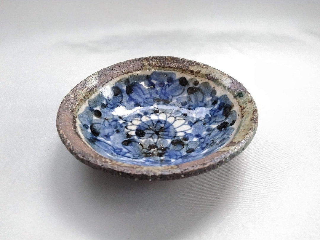 Round Small Plate with Underglazed Flower Pattern - Crafted By Kosai Kiln
