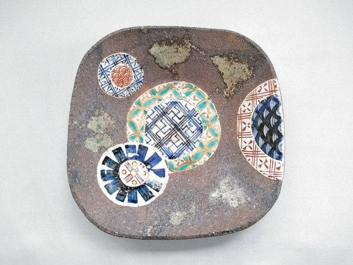 Square confectionery Plate with Round Pattern - Crafted By Kosai Kiln