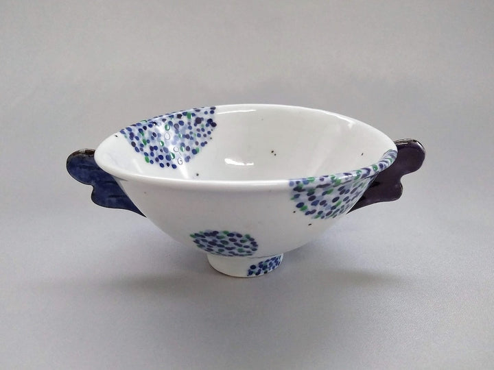 Colored pointillist 4-Sun Bowl with Handles - Crafted By Hidemasa Miyake