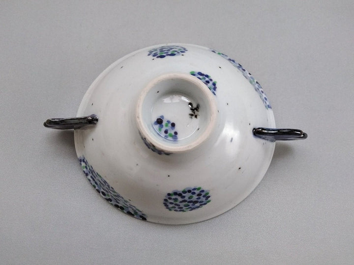Colored pointillist 4-Sun Bowl with Handles - Crafted By Hidemasa Miyake