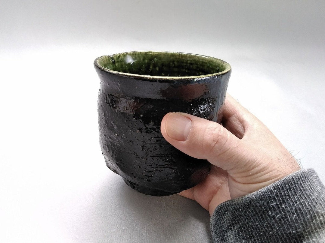 Inside Oribe Outer Black Shochu Cup Low - Crafted By Akihide Nakao