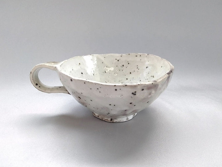 Salad Bowl with iron White Slip handle - Crafted By Akihide Nakao