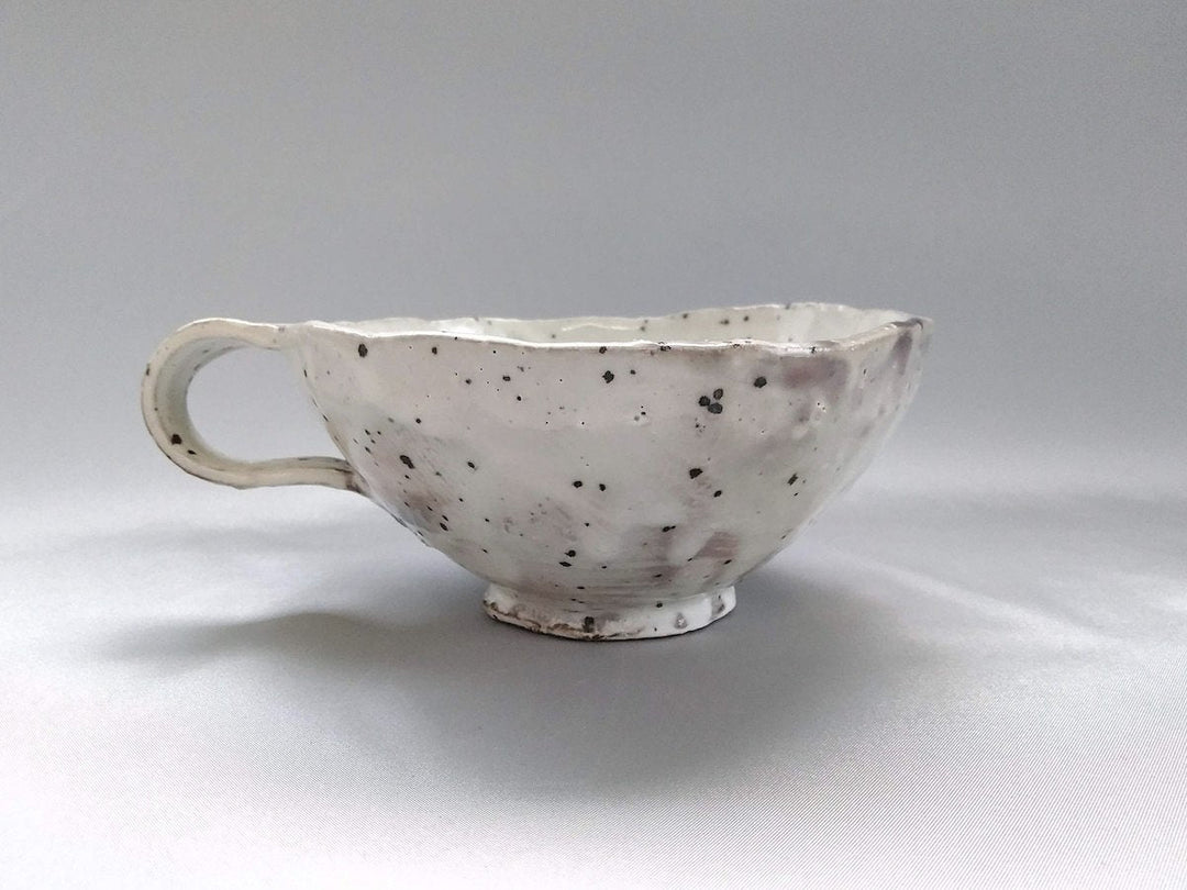 Salad Bowl with iron White Slip handle - Crafted By Akihide Nakao