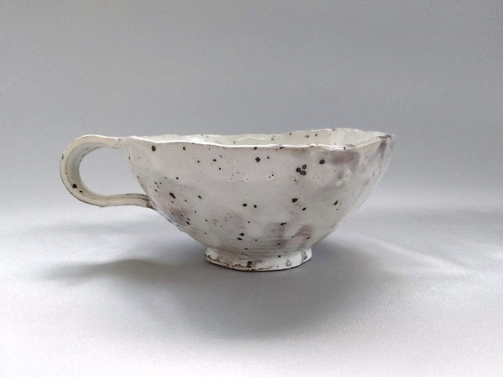 Salad Bowl with iron White Slip handle - Crafted By Akihide Nakao