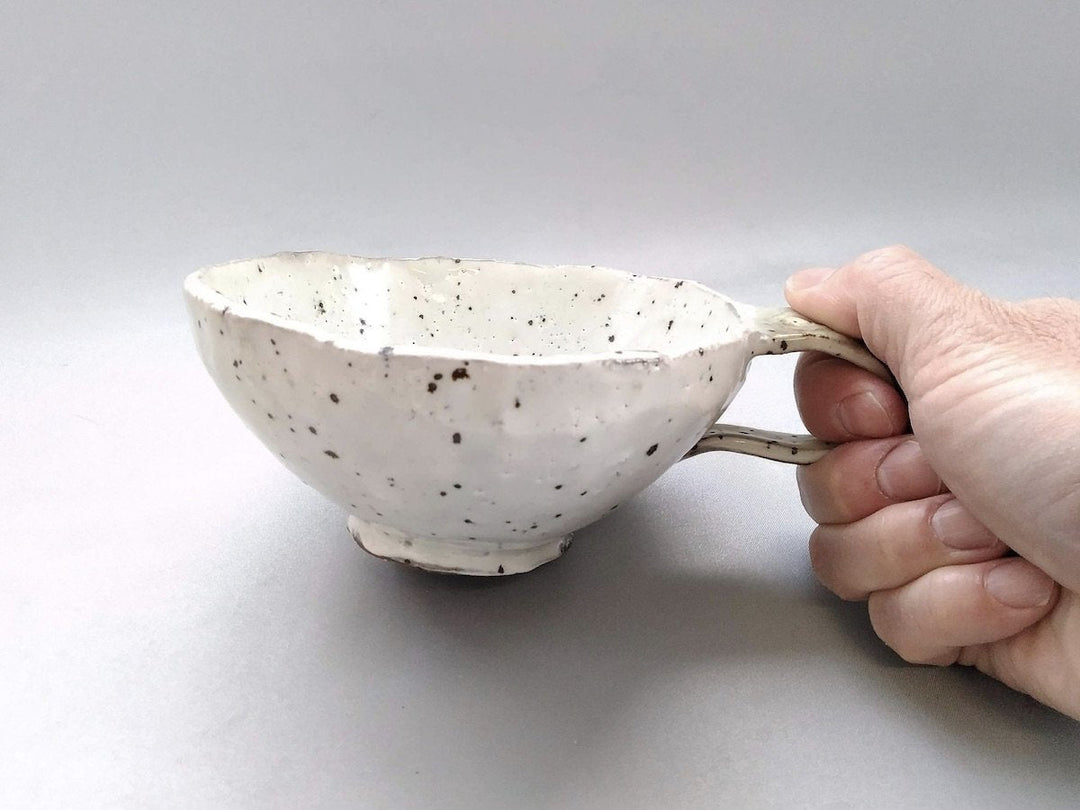 Salad Bowl with iron White Slip handle - Crafted By Akihide Nakao