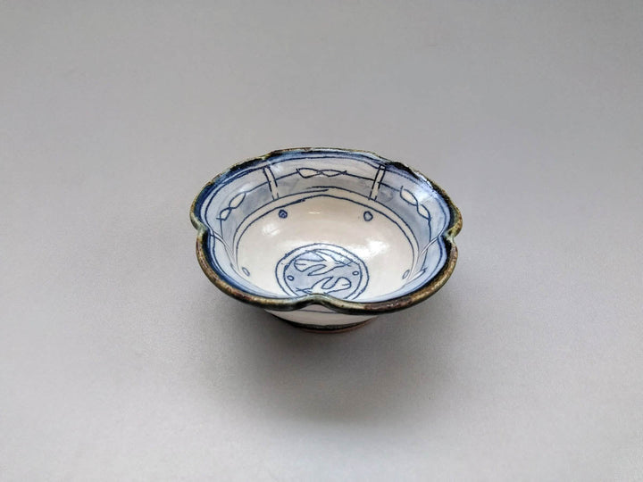 Rinka Small Bowl Blue Leaves and Birds - Crafted By Jun Kato