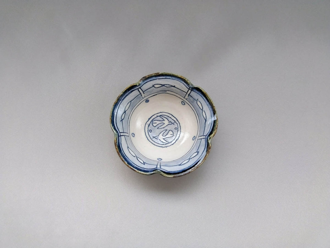 Rinka Small Bowl Blue Leaves and Birds - Crafted By Jun Kato