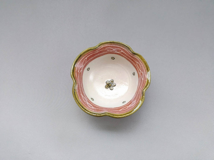 Rinka Small Bowl Pink Flowers and Leaves - Crafted By Jun Kato