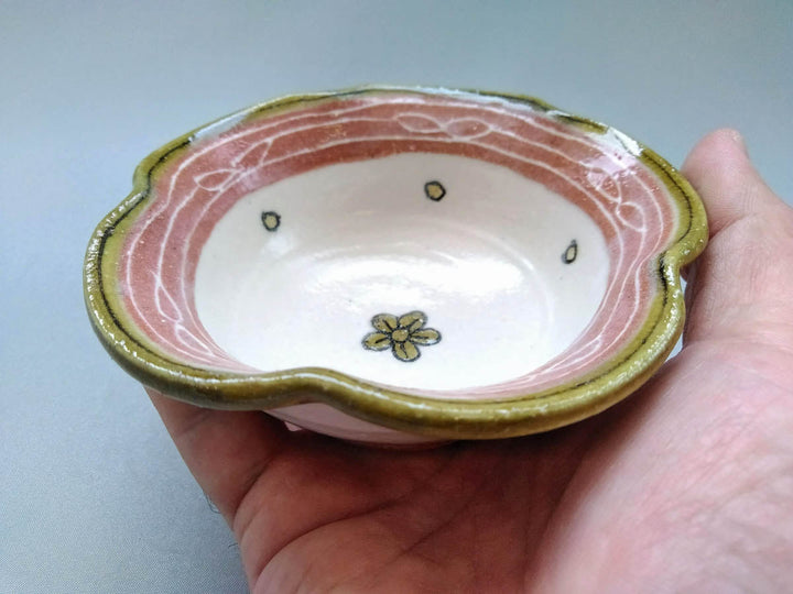 Rinka Small Bowl Pink Flowers and Leaves - Crafted By Jun Kato