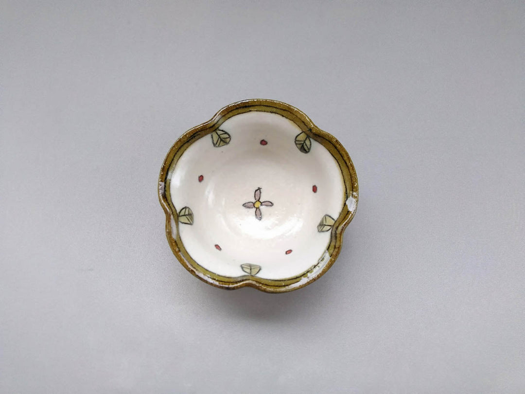 Rinka Small Bowl Red Dots Flowers and Leaves - Crafted By Jun Kato