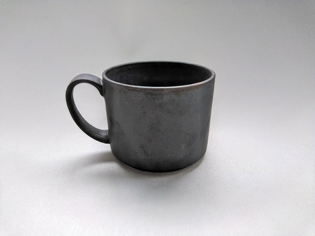 Bronze Black cylindrical Mug, Japanese pottery (ceramic)