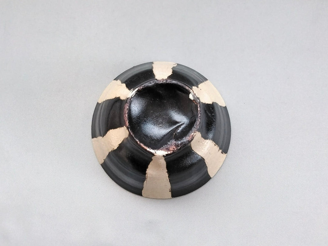 Small Black Glazed Striped Rice Bowl - Crafted By Kazuhito Yamamoto