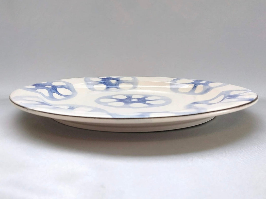 WAshi-Underglazed lotus root 8-Sun Rim Plate - Crafted By Yasumi Pottery
