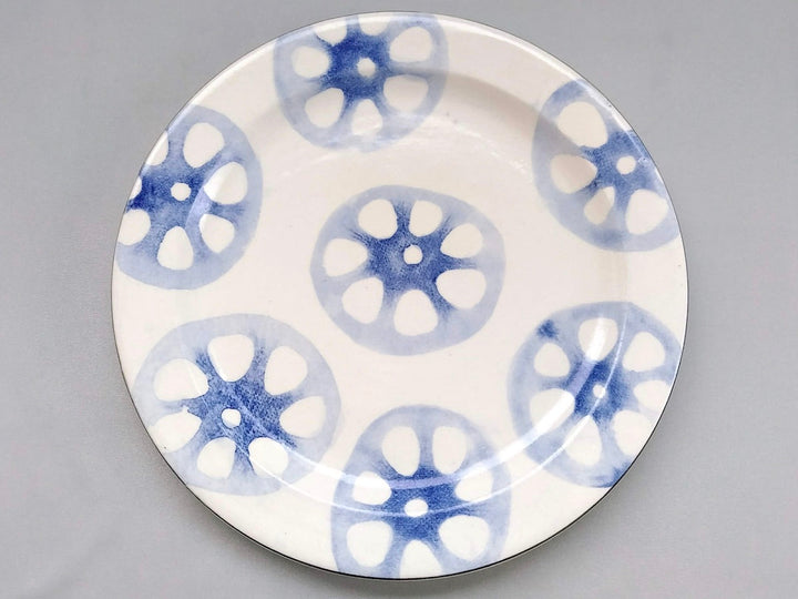 WAshi-Underglazed lotus root 8-Sun Rim Plate - Crafted By Yasumi Pottery