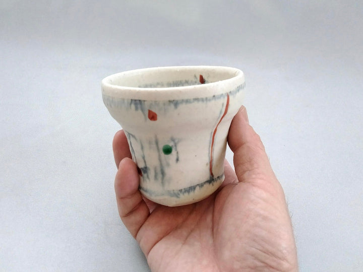 Ayomi Fukai deformed Tea Cup with Black line engraving - Crafted By Minami Kiln