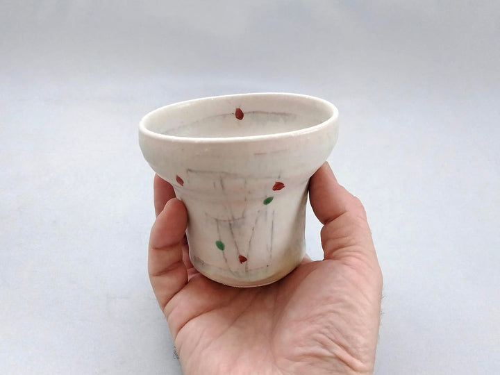 Ayomifukai modified Tea Cup with Red line engraving - Crafted By Minami Kiln