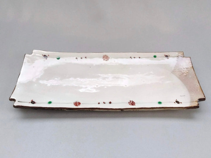 Iron Red Pattern Small Pattern Square cut Long Plate - Crafted By Minami Kiln