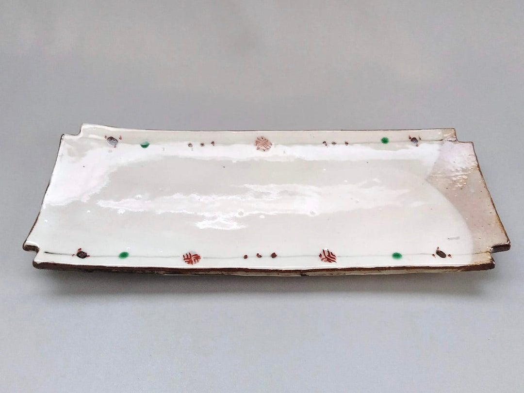 Iron Red Pattern Small Pattern Square cut Long Plate - Crafted By Minami Kiln