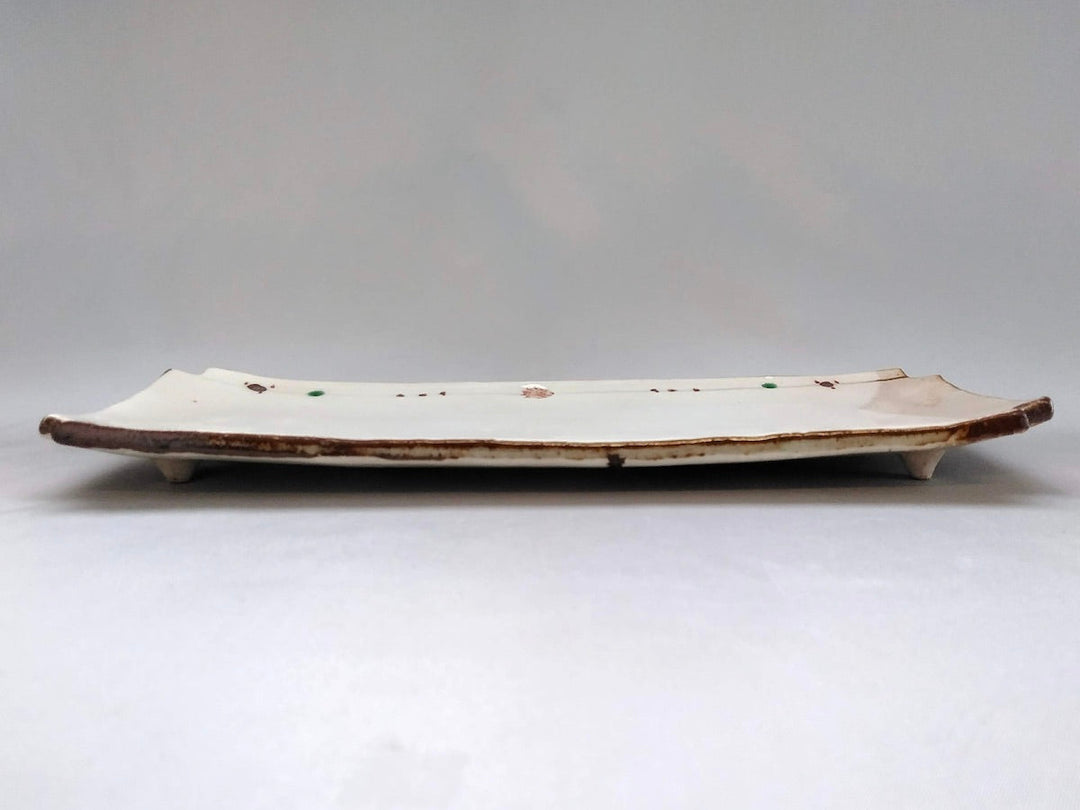 Iron Red Pattern Small Pattern Square cut Long Plate - Crafted By Minami Kiln