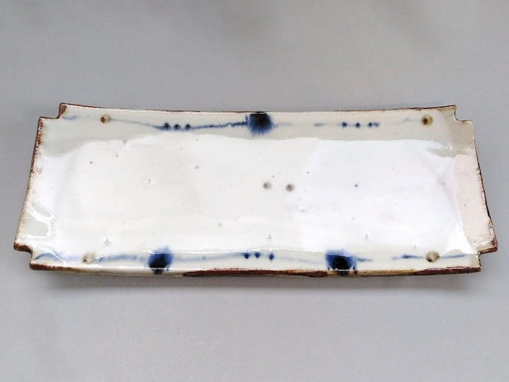 Anna Raku drawing Square cut Long Plate - Crafted By Minami Kiln