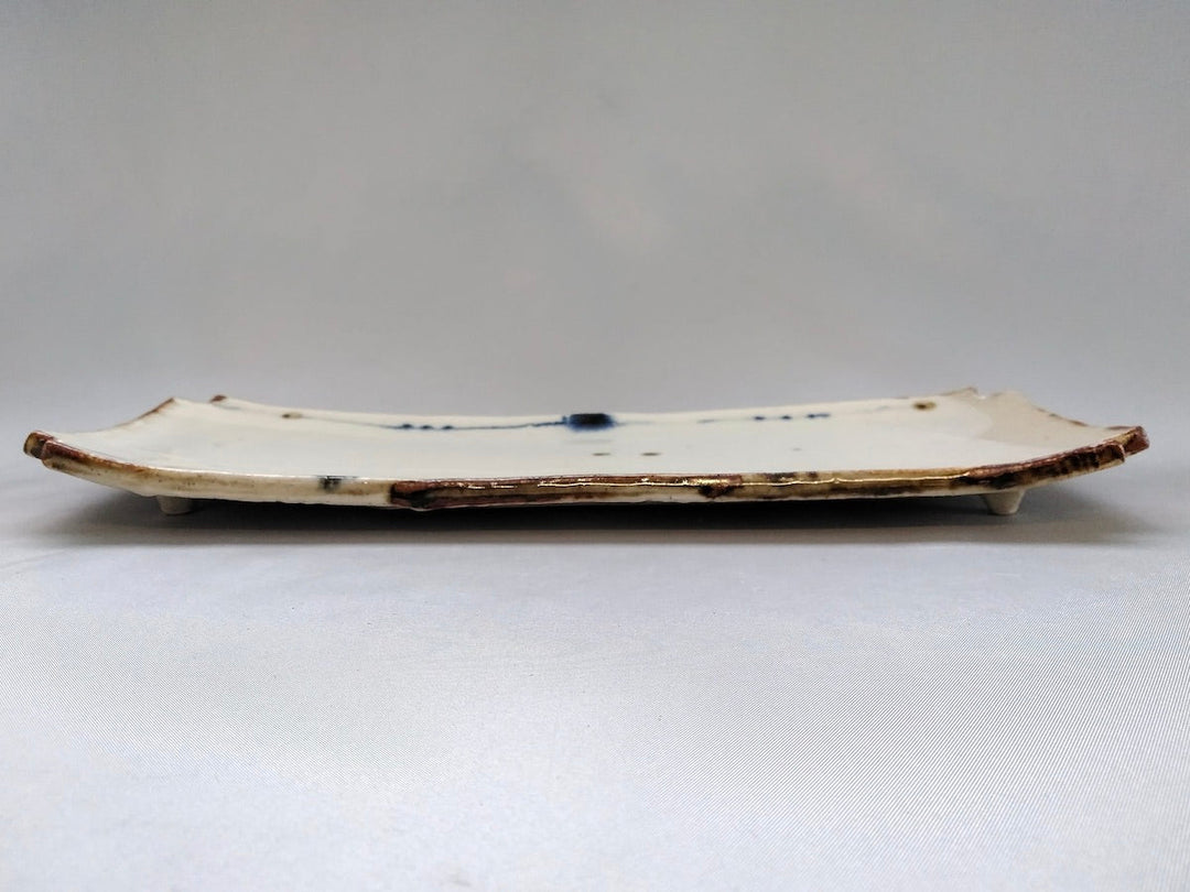 Anna Raku drawing Square cut Long Plate - Crafted By Minami Kiln