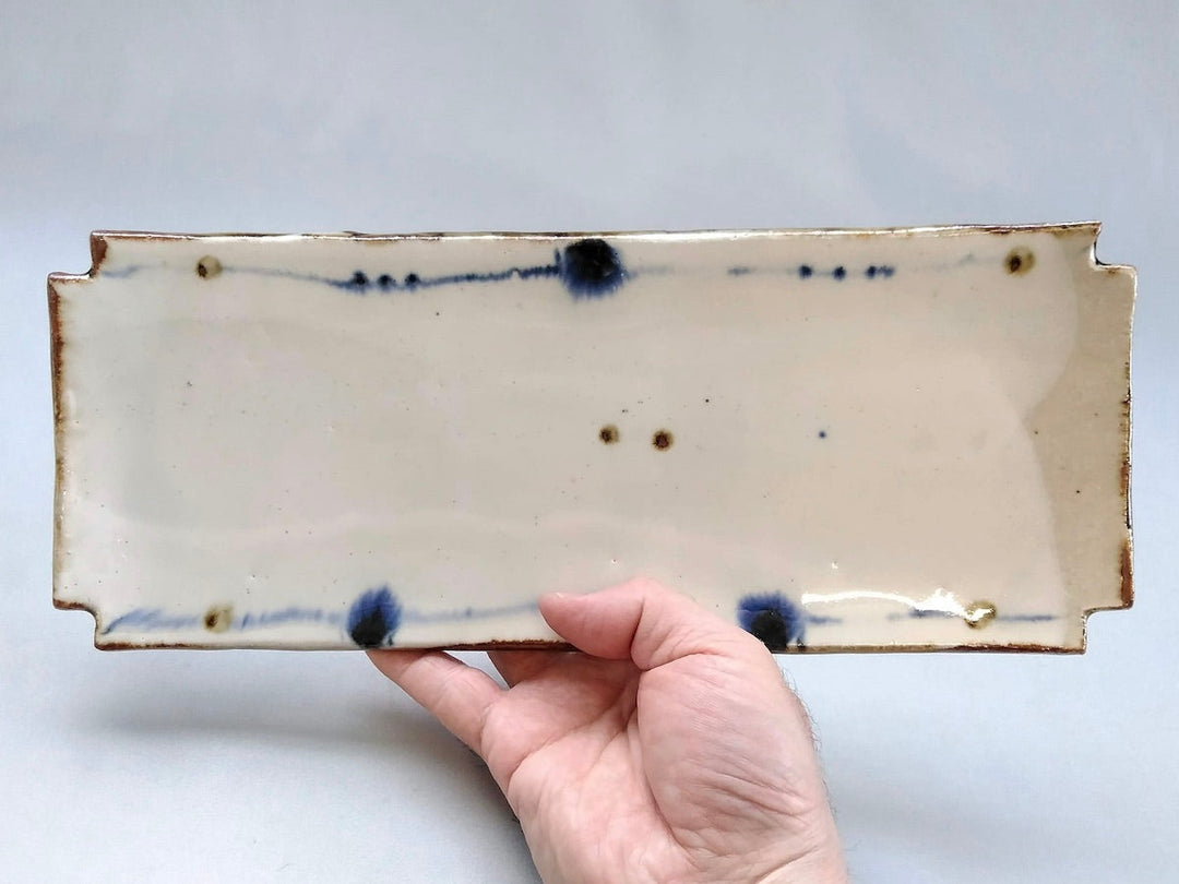 Anna Raku drawing Square cut Long Plate - Crafted By Minami Kiln