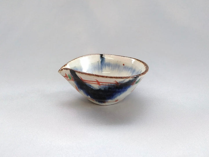 Annam Red Painted Katakuchi Sake Pourer Small Bowl - Crafted By Minami Kiln