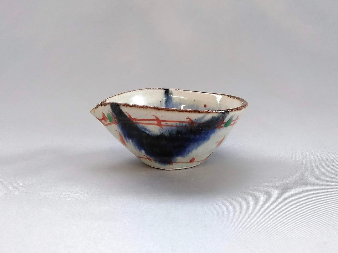 Annam Red Painted Katakuchi Sake Pourer Small Bowl - Crafted By Minami Kiln