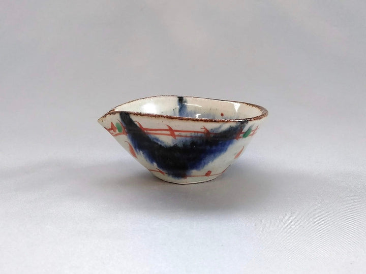 Annam Red Painted Katakuchi Sake Pourer Small Bowl - Crafted By Minami Kiln