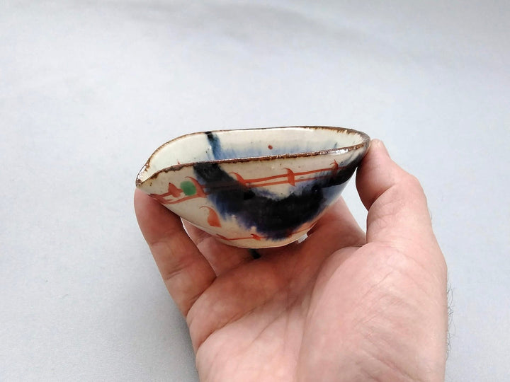Annam Red Painted Katakuchi Sake Pourer Small Bowl - Crafted By Minami Kiln