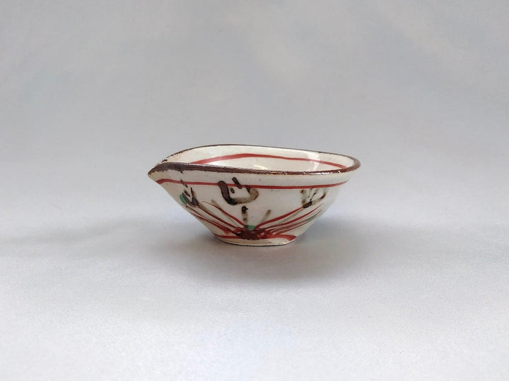 Iron Red grass Pattern Katakuchi Small Bowl - Crafted By Minami Kiln