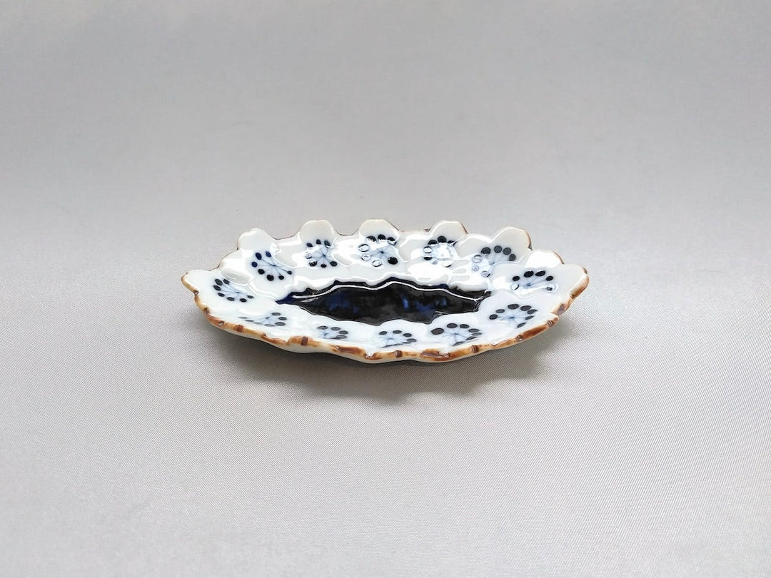 Small Plate with cherry blossom ellipse dyeing - Crafted By Jusen Kiln